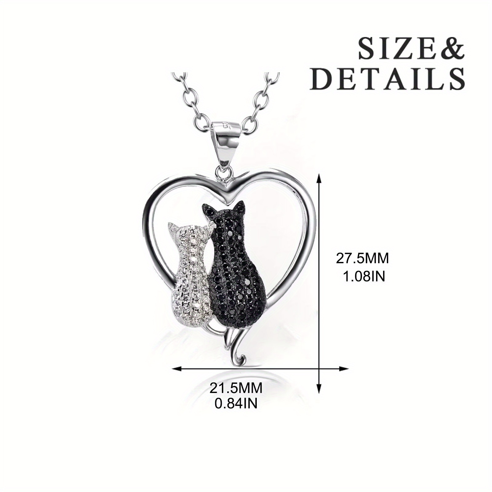 Cat Necklace 925 Sterling Silver Zirconia for Women